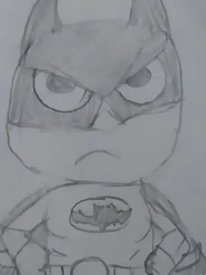 A fantastic drawing of Batman, created during our workshop. It's amazing to see how a few simple instructions can unlock a child's artistic talent.