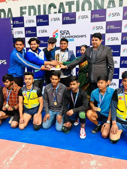 Our team celebrating their 1st position win at the SFA tournament.