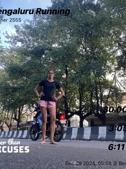 A solo 30 km long run as part of my Mumbai marathon training. Sometimes you just have to put in the miles, listen to your body, and build that endurance one step at a time.