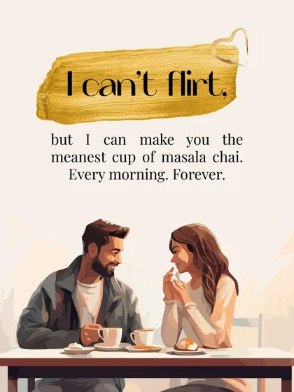 I can't flirt, but I can make you the perfect cup of masala chai every morning, forever. This is love shown through daily acts of care.