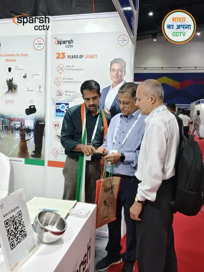 Engaging with attendees at SES 2025, showcasing my STQC-certified products. These interactions are crucial for building a self-reliant India in defense electronics.