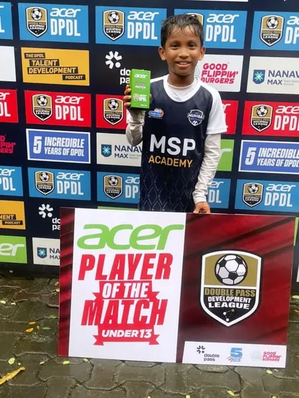 A player receives the Player of the Match award after a stunning hat-trick in a 15-goal thriller.