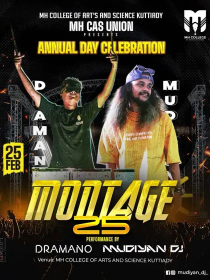 The poster for the "Montage 25" annual day celebration at MH College.