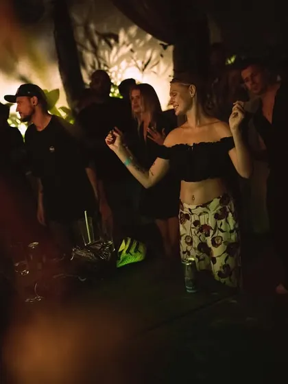 Another view of the dance floor at the Goifornia party in Goa. The vibe was perfect, with everyone dancing and enjoying the music.