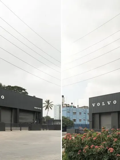 The Volvo Vehicle Tech Lab in Bagmane Tech Park is a testament to sustainable industrial design. The pre-engineered structure uses thermally efficient panels and is designed to maximize natural light, creating a functional and environmentally conscious workspace.