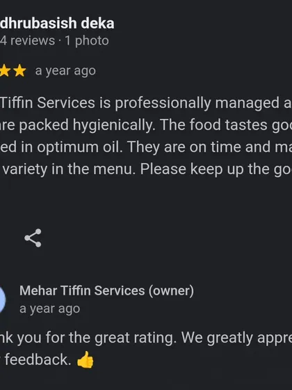 We take hygiene and health very seriously. This customer's feedback about hygienic packing and the use of less oil is exactly what we strive for in our FSSAI approved kitchen.