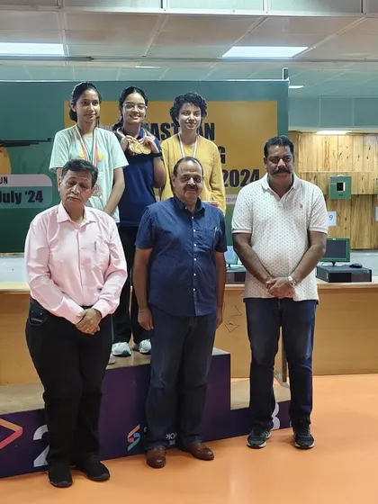 The podium for the youth category at the Rajasthan State Championship, with our athlete in the top spot.
