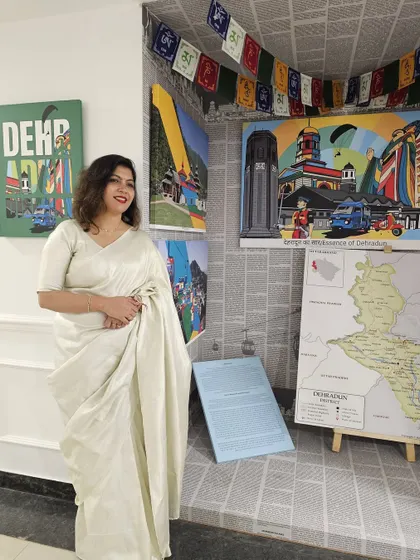 A closer look at the art installation celebrating Dehradun. It was important for me to create spaces within the building that highlight the unique character of each district of our state.