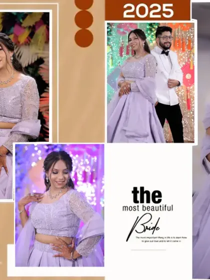 A modern and stylish "Look of Love" collage from a 2025 event. This shows my ability to create contemporary designs that showcase the beautiful bride and the happy couple.