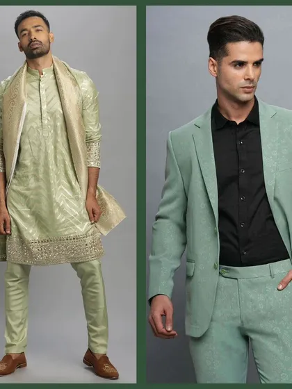 More green looks, from a pastel green suit to a light green embroidered kurta. So many ways to incorporate this fresh color.