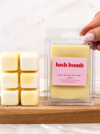Our 'Lush Bomb' wax melt is a bright and cheerful scent, perfect for any time of day.