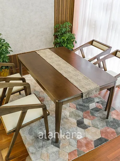 A duplicate image showcasing the full Zircon dining set, a testament to my commitment to modern, handcrafted furniture design.