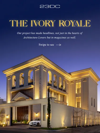 The Ivory Royale, a palatial home in Jalandhar, is one of our proudest achievements. This image, used in our media features, showcases the home's grand facade illuminated at night, highlighting its regal presence.