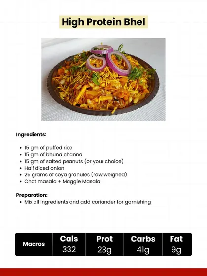 Recipe: High Protein Bhel. A tasty and crunchy snack with 23g of protein, perfect for satisfying cravings without derailing your diet.