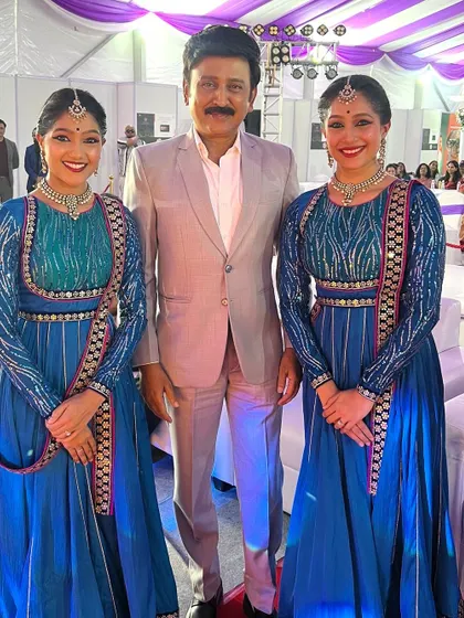 Another picture with the wonderful Ramesh Aravind sir. These interactions with esteemed artists are always inspiring for us.