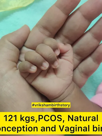 This tiny hand holding a finger represents a huge victory. A vaginal birth at 121 kgs with PCOS, proving that with the right mindset and preparation, you can achieve your desired birth experience.
