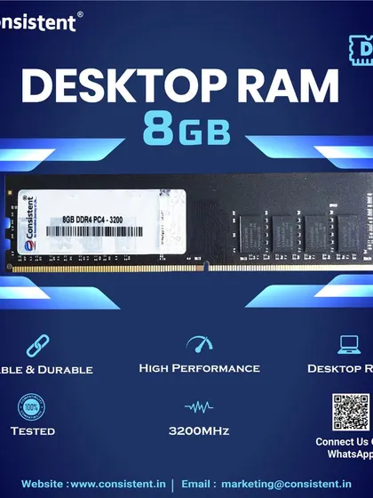 Power up your PC with our 8GB DDR4 Desktop RAM. Tested for stability and durability, this 3200MHz module provides the high-performance boost needed for smooth multitasking and a more responsive system.