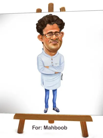 A digital caricature created for the artist Mahboob. Each caricature is carefully crafted to capture not just the physical features but also the personality of the individual.