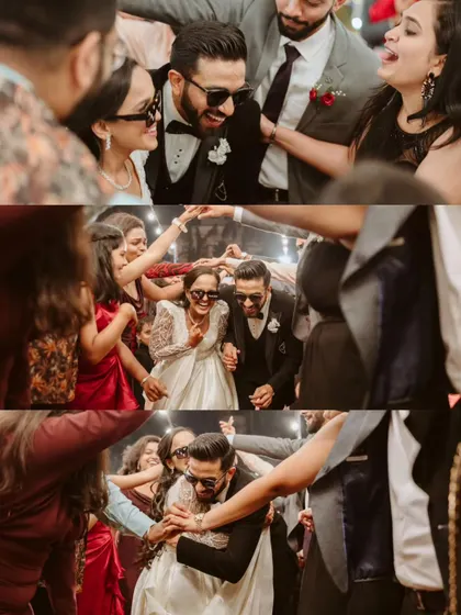 Surrounded by their loved ones, the couple makes their way through a human tunnel, a fun and intimate tradition that fills the reception with energy and laughter.