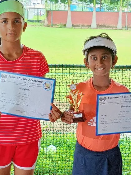 The Girls U10 finalists posing together with their awards. We foster sportsmanship and camaraderie from a young age.