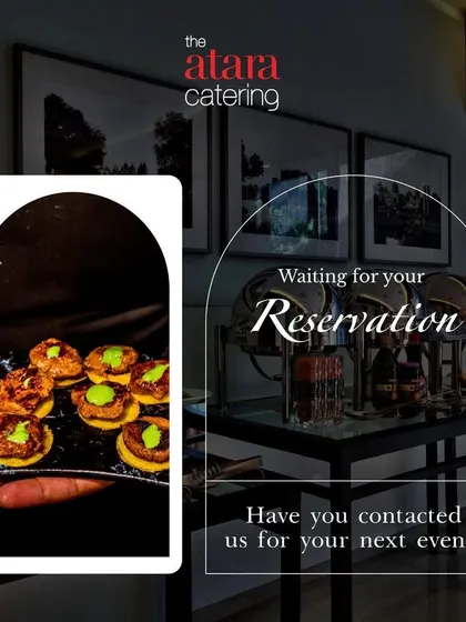 Waiting for your reservation. This image shows a sleek, modern buffet setup suitable for a corporate event or a formal party, showcasing our readiness to serve.