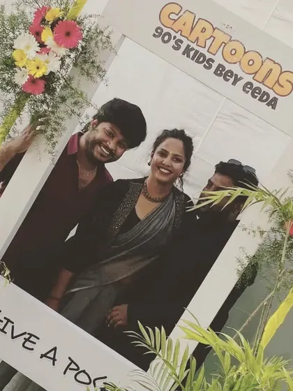 At the inauguration pooja for the Telugu movie 'Cartoons'. As the costume designer for the film, it was an exciting day. I work closely with the cast and production team to create authentic looks for each character.