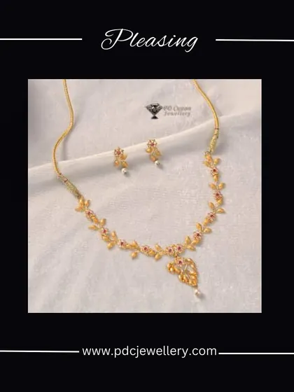 A pleasing and delicate lightweight necklace set. The design features a floral-inspired pattern with small gemstones, perfect for adding a subtle touch of elegance.