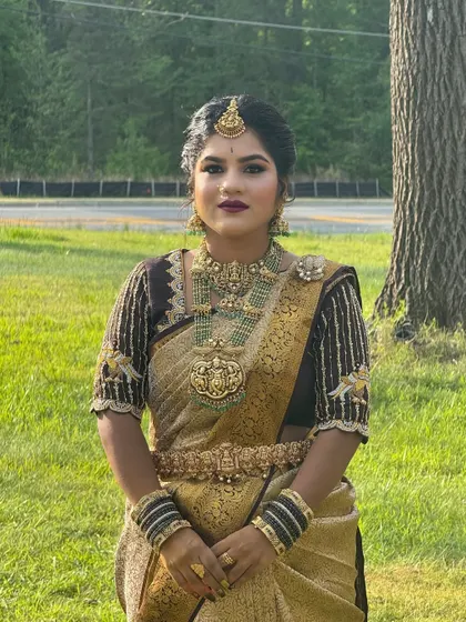 A beautiful outdoor shot of a bride in Atlanta. The makeup is designed to look flawless in both indoor and natural lighting.