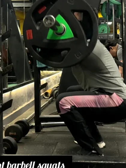 Day 27 of 90. Leg day essential: front barbell squats to build quad strength and stability.