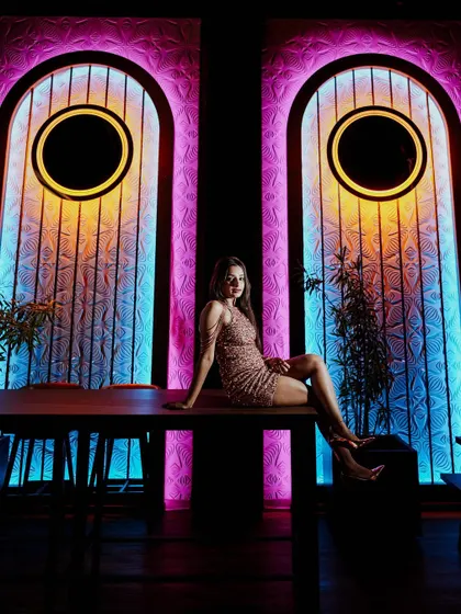 A duplicate of the stunning neon bridal portrait, a true statement shot.