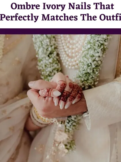The details extend all the way to the nails. These ombre ivory nails perfectly matched the outfit and completed the elegant, cohesive bridal aesthetic.