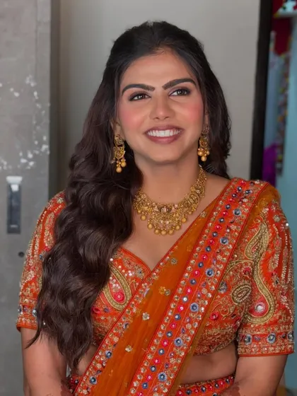A beautiful engagement look with soft, open waves and a fresh, matte makeup base. This style is perfect for the bride who wants to look naturally radiant.