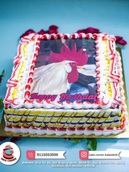 A photo cake with a twist! This customer wanted a picture of their rooster on the cake, and I was happy to make it happen. A truly unique birthday celebration.