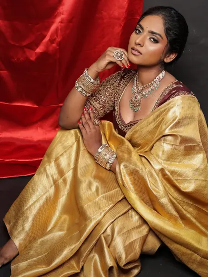 Another angle of this stunning look. The makeup is expertly applied to look seamless and feel like a second skin.