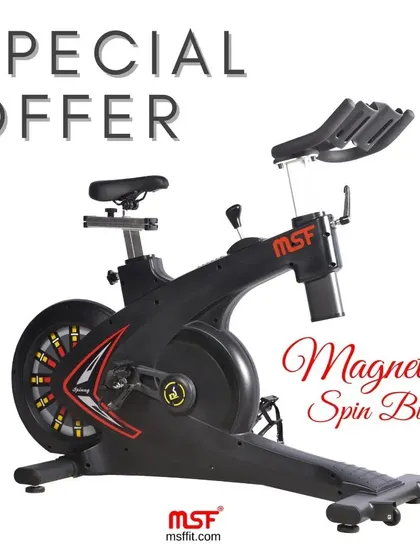A special offer graphic for our Magnetic Spin Bike, a high-quality cardio machine for intense cycling workouts.