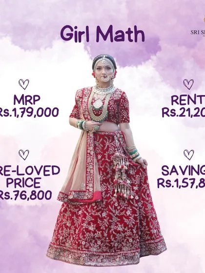 Why buy when you can rent and still shine? This girl math example shows the incredible savings on a beautiful bridal lehenga.