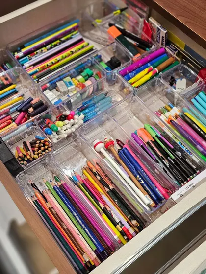 When your art supplies are organized and visible, you're more likely to use them. This beautifully organized stationery drawer is an invitation for creativity for kids and adults alike.