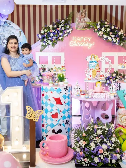A beautiful family portrait at Ishaara's 'Alice in Wonderland' party. The joy on their faces is why I pour my heart into every event.