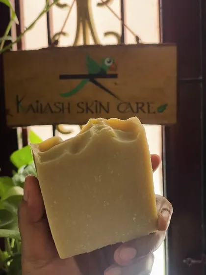 Another shot showcasing the handmade texture of the Multani Mitti soap.
