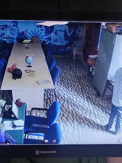 This camera is monitoring the school's staff room or library.