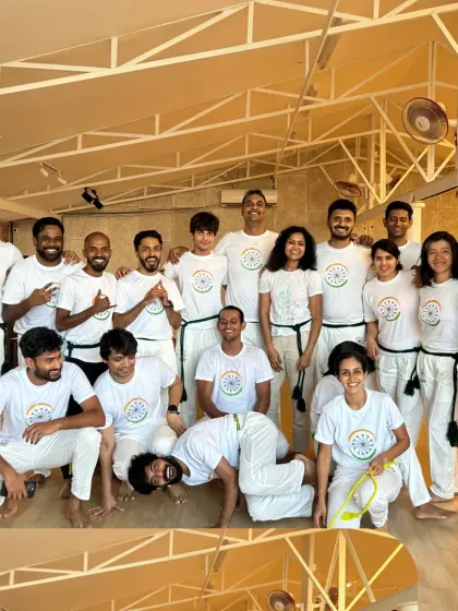 This isn't just practice. It's presence, it's people, it's power. A photo of our dedicated group, proud to be part of the Capoeira Academy India family.