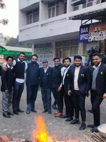 Celebrating the festival of Lohri with fellow advocates outside the Bar Office.