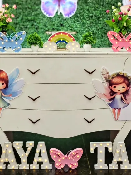 A detail shot of the custom-made drawer prop used in the fairy theme.