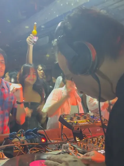 The view from behind the turntables at a packed house. Playing a vinyl classic house set for a new generation is an amazing feeling.