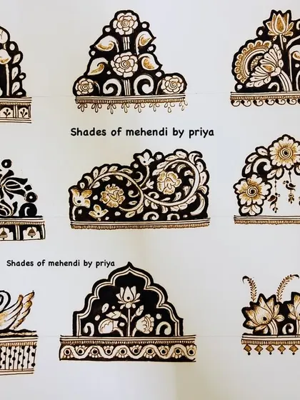 A sheet of my practice work, showing different 'cutwork' or negative space filling techniques. I am always practicing to improve my skills.