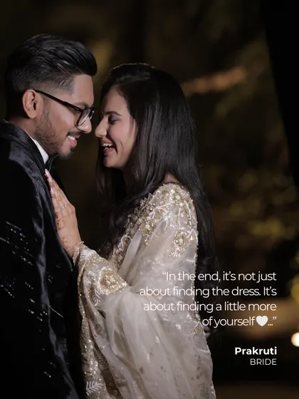 A Small-Town Bride's Story: Prakriti's journey was about finding more of herself through the styling process. This intimate portrait with her groom captures that discovery.