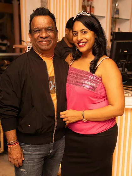 Posing with a fan at our Summer Samba party.