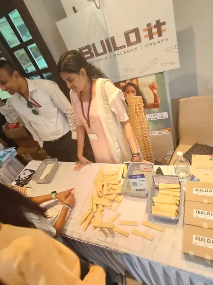 Our team is always ready to welcome new builders at our event stalls. We set up everything you need to start creating, with plenty of planks and inspiration on display.