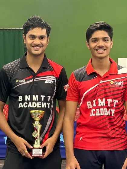 Our U-19 champions Shreyal Telang and Srikanth Kashyap after their successful run in the state ranking tournament.