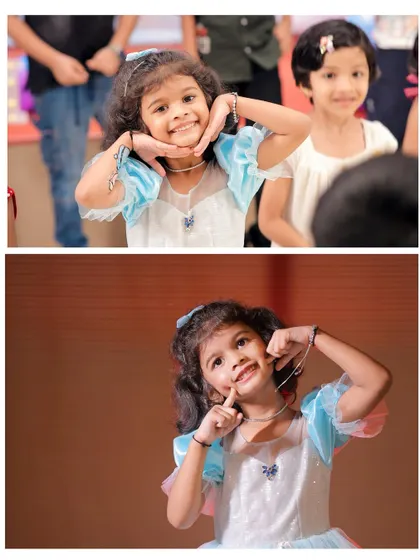 The playful side of a birthday girl. These two photos show Siddhi's fun and expressive personality during her 5th birthday celebration. I always look for these charming, candid moments that truly represent the child.